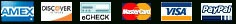 Nous acceptons: Amex, Discover, eCheck, Master Card, Visa, PayPal
